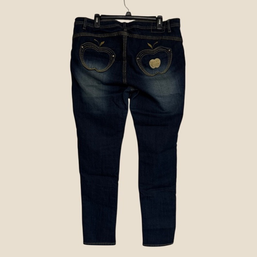 Y2K Apple Bottoms Dark Blue Skinny Jeans Womens Size 16 Contrast Stitching